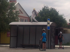 В Крымске ребенок станцевал на крыше автобусной остановки