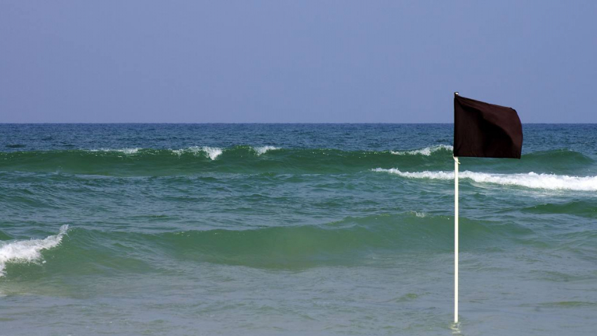 На пляжах Азовского побережья подняли чёрные флаги